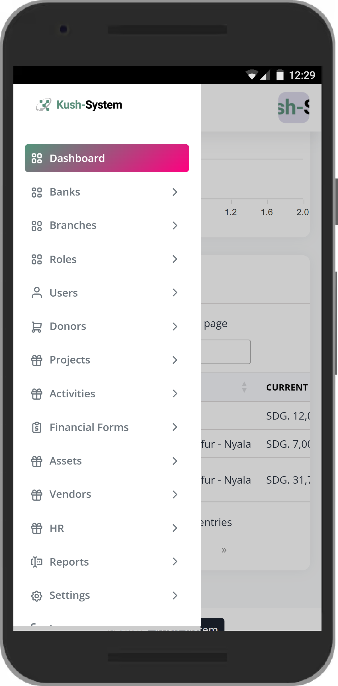 Kush ERP Finance Charts — Budget vs Actual