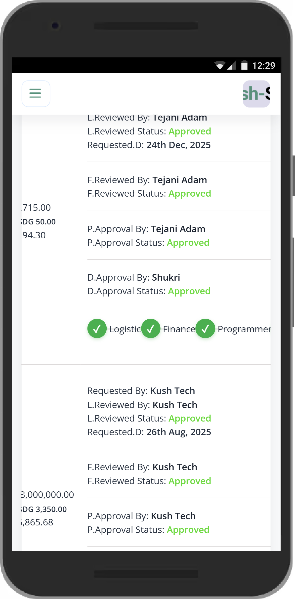 Kush ERP Reports — Monthly Donor Deposits